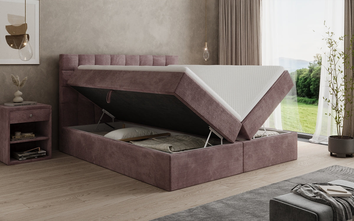Boxspringbett Como an Cord mat Stauraum