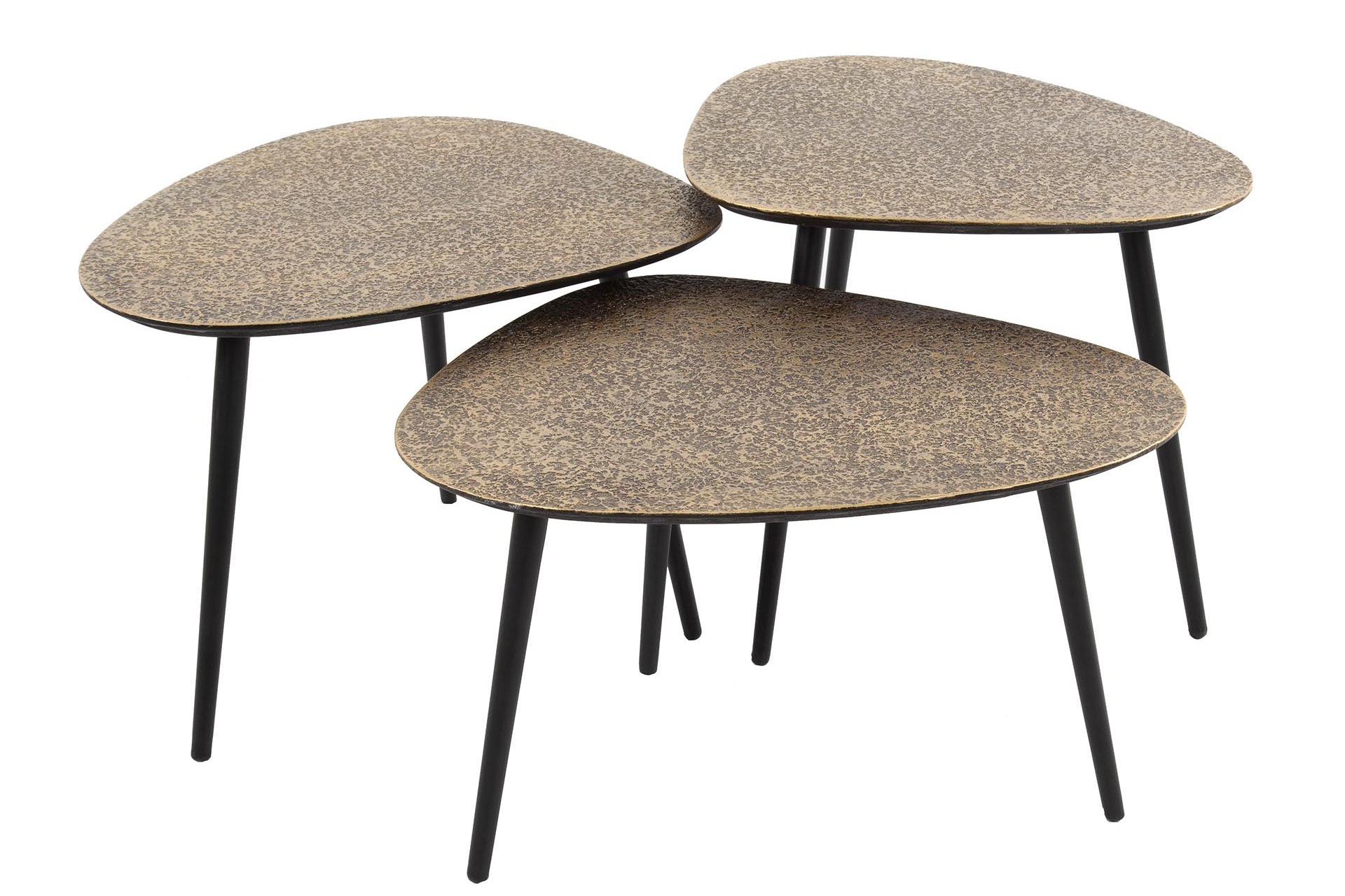 Couchtisch Umara - 3er Set a „Metallic“-Antikbronze/Gold am Dräieck-Design