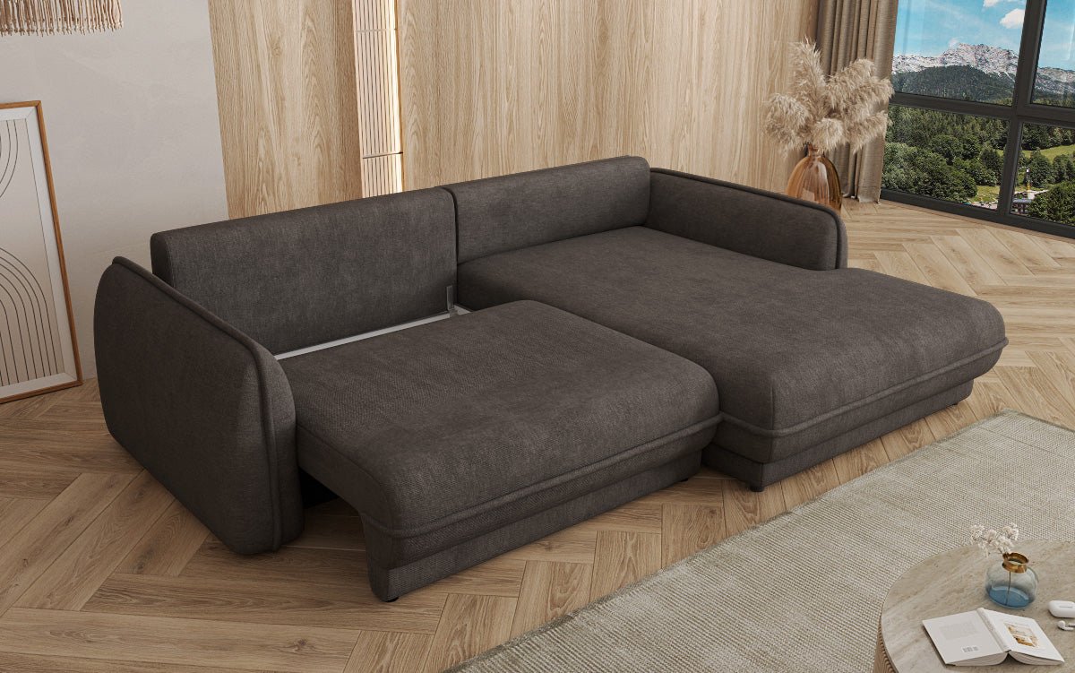 Designer Sofa Mojave II Stoff mat Schloffunktion an Stauraum