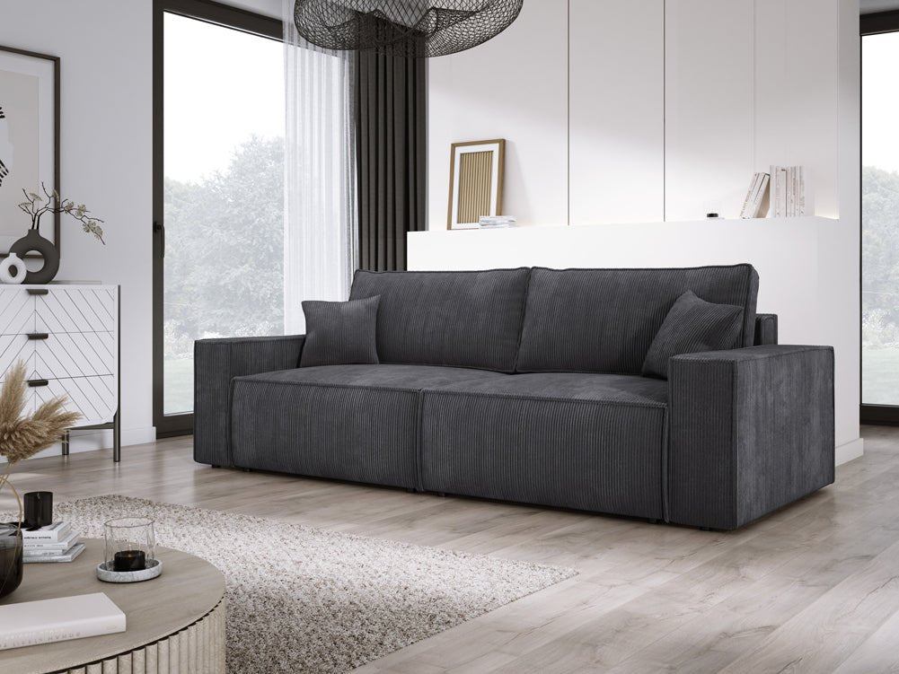 Designer Sofa Velanova 3 Sitzer Cord mit Schlaf- und Klappfunktion