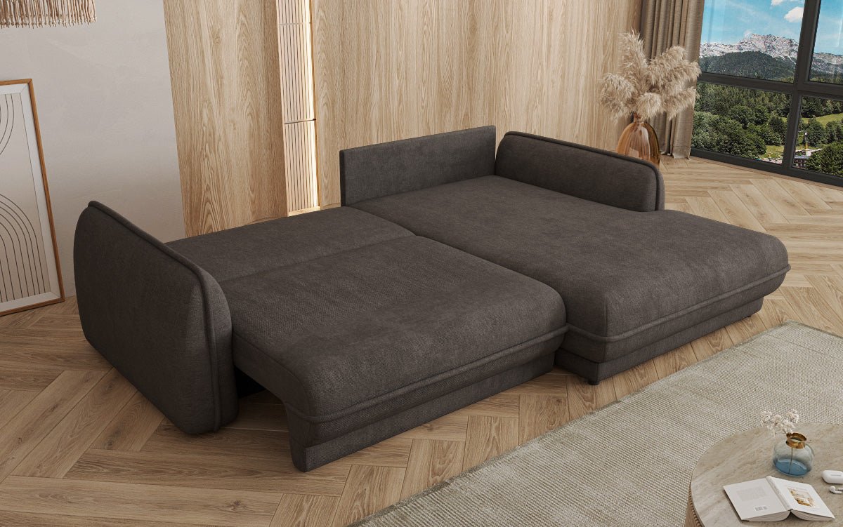 Designer Sofa Mojave II Stoff mat Schloffunktion an Stauraum
