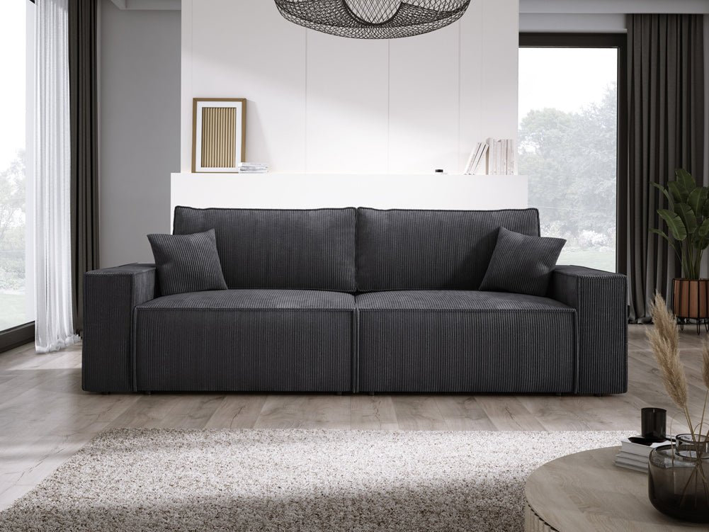 Designer Sofa Velanova 3 Sitzer Cord mit Schlaf- und Klappfunktion