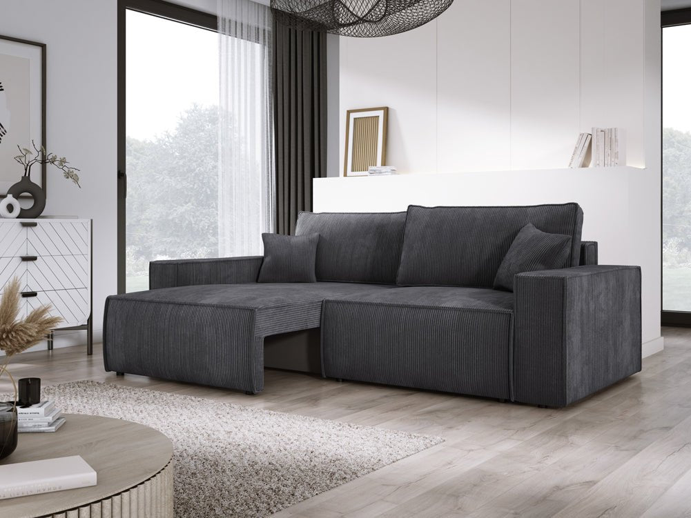 Designer Sofa Velanova 3 Sitzer Cord mit Schlaf- und Klappfunktion