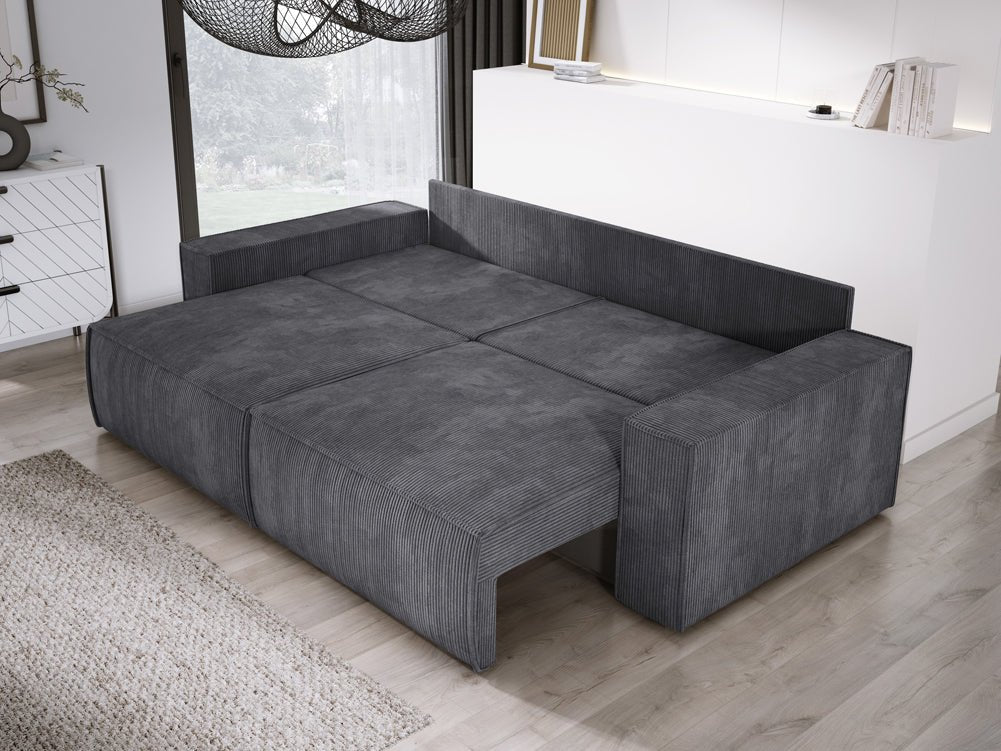 Designer Sofa Velanova 3 Sitzer Cord mit Schlaf- und Klappfunktion