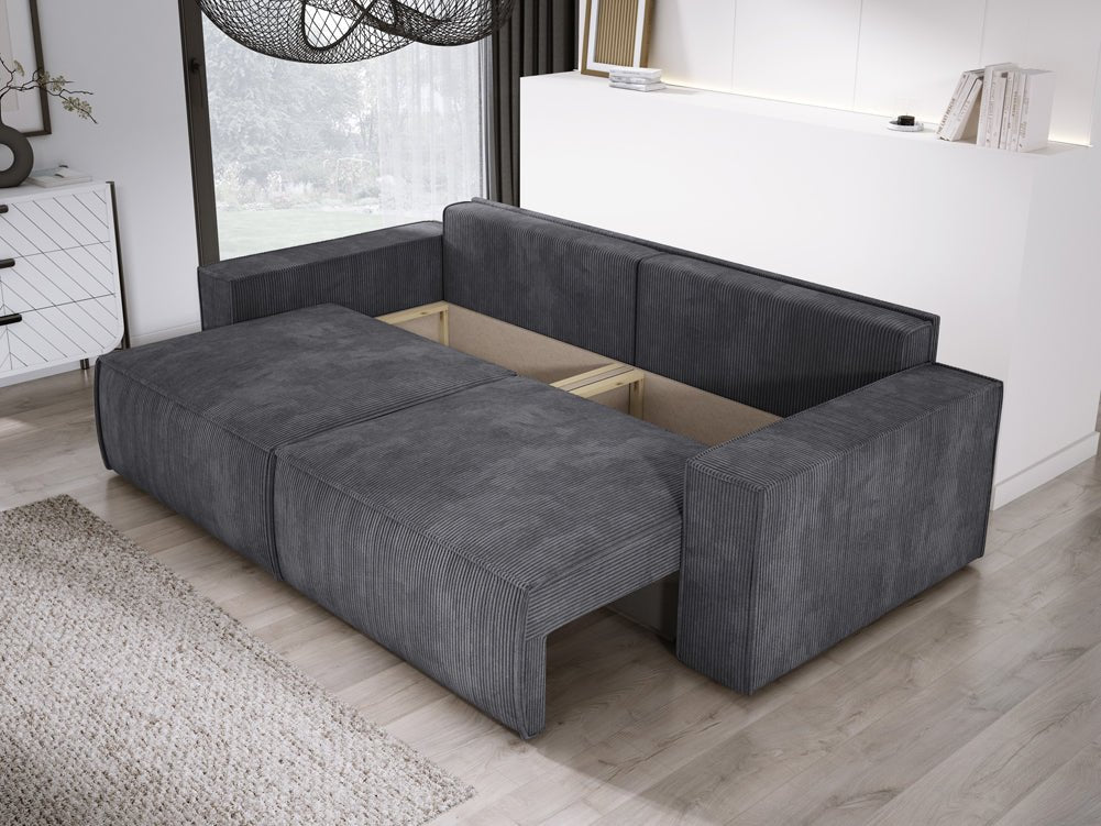 Designer Sofa Velanova 3 Sitzer Cord mit Schlaf- und Klappfunktion