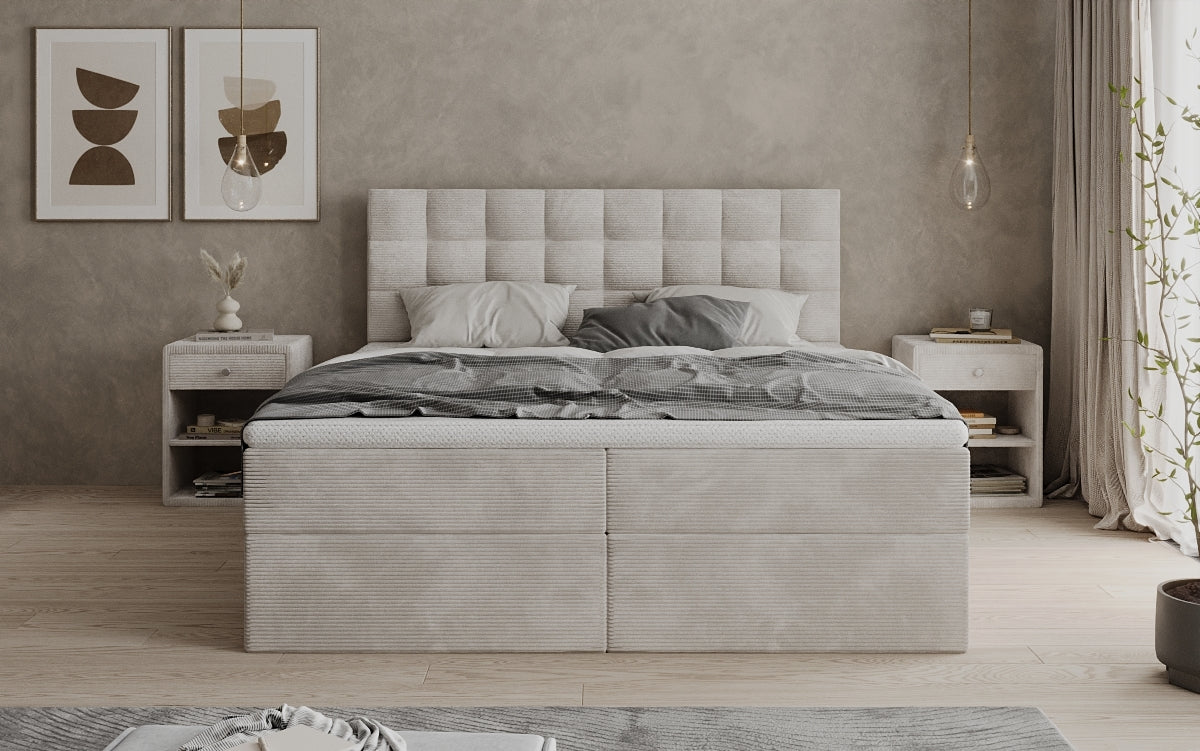 Boxspringbett Como an Cord mat Stauraum