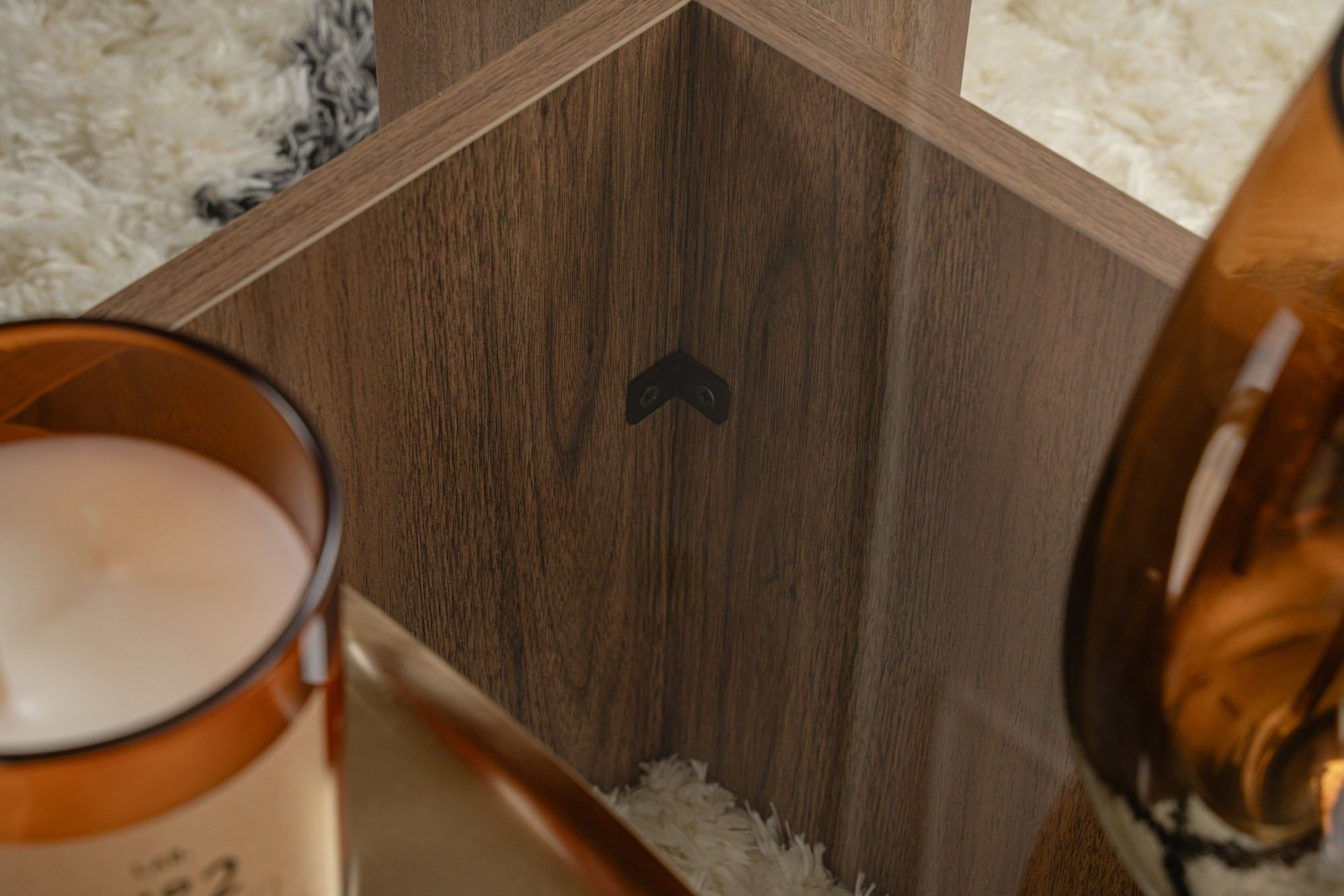 Couchtisch Menora - mat rechteckeger Glasplack an Walnuss-Optik