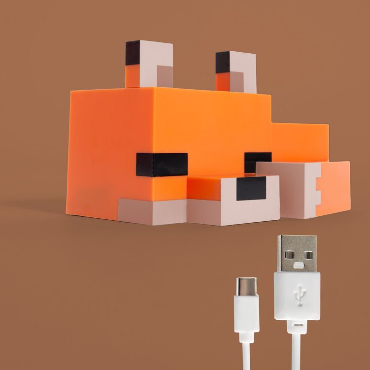 Minecraft LED-Dëschlampe „Fuchsbaby“ – mat Akku & USB-C