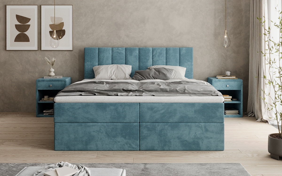 Boxspringbett Sofia in Cord mit Stauraum