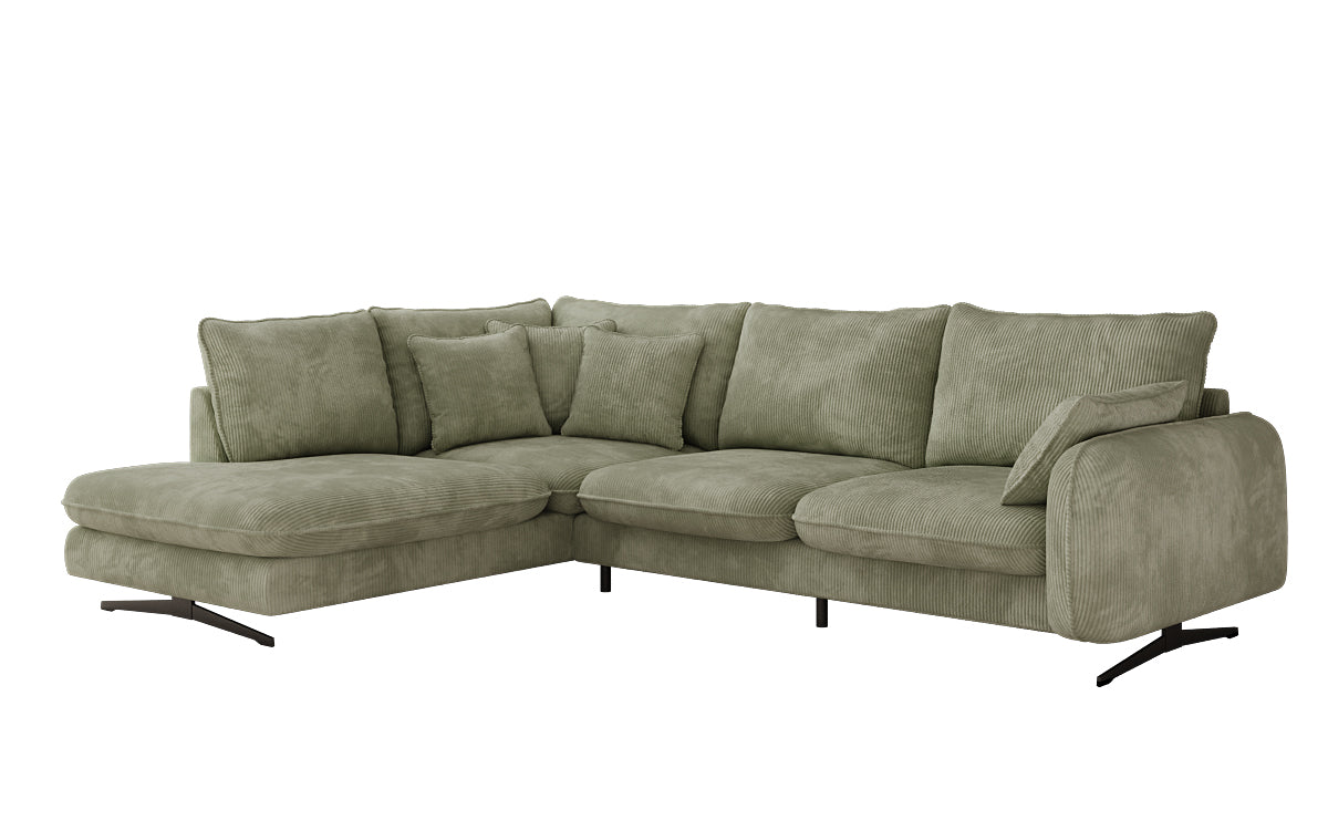 Designer-Ecksofa Laguna mat Metallféiss a Cord