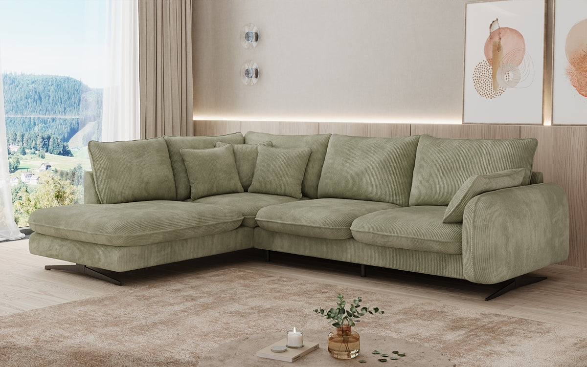 Designer-Ecksofa Laguna mat Metallféiss a Cord