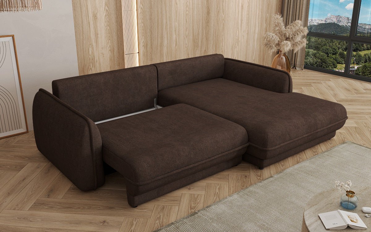 Designer Sofa Mojave II Stoff mat Schloffunktion an Stauraum