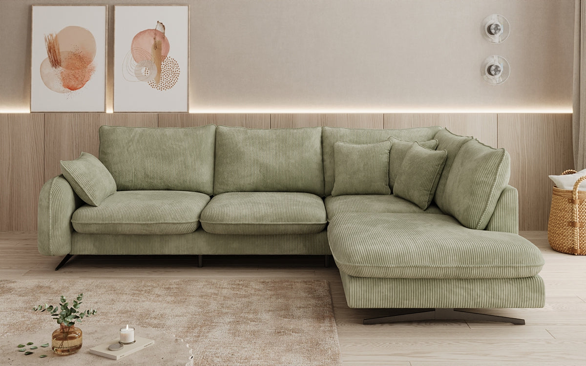 Designer-Ecksofa Laguna mat Metallféiss a Cord
