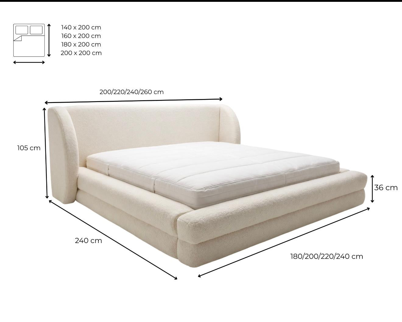 Designer-Polsterbett Liv aus Strukturstoff mat Stauraum