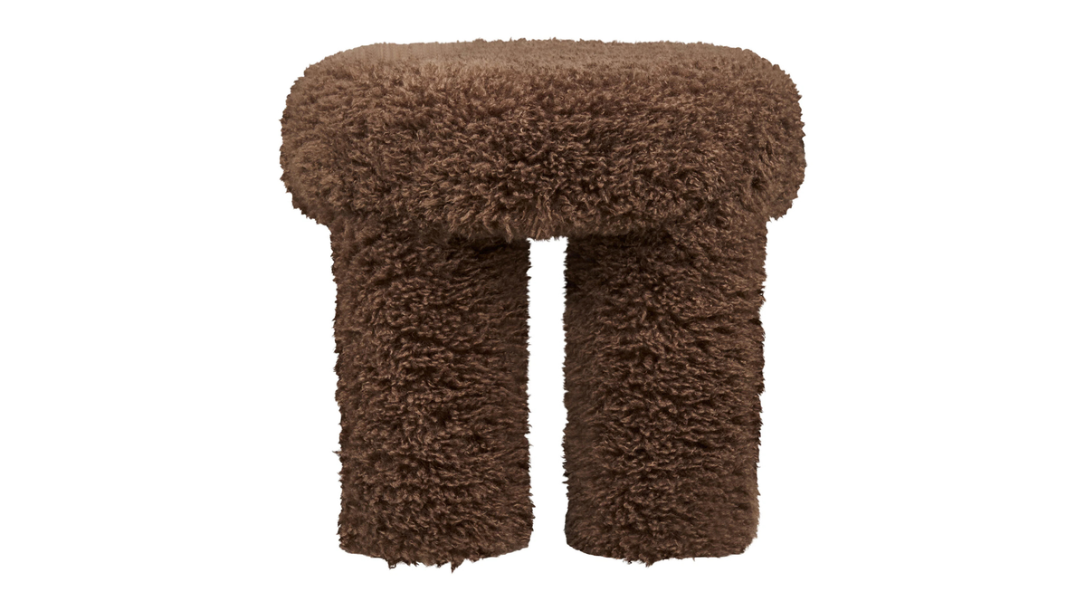 Beistellhocker Gibson - mit braunem Teddy-Polyester