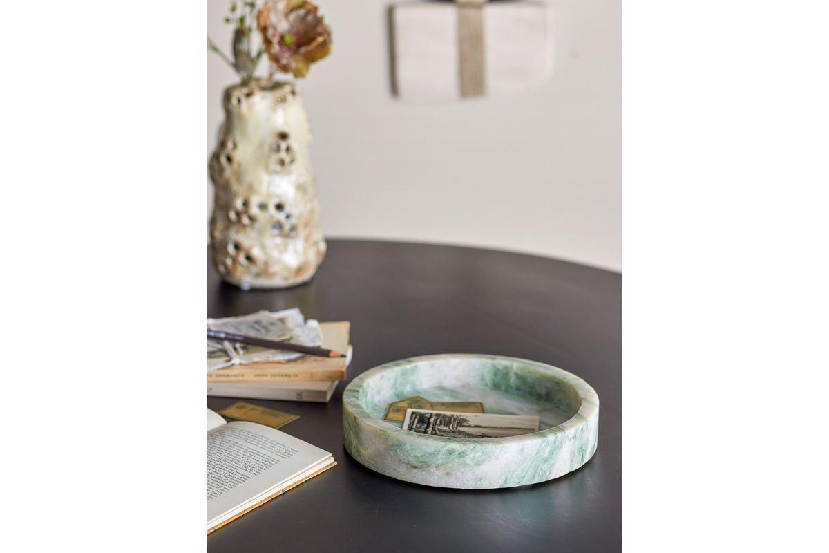 Tablett Daphne – Gréngen Marmor mat natierlecher Eleganz