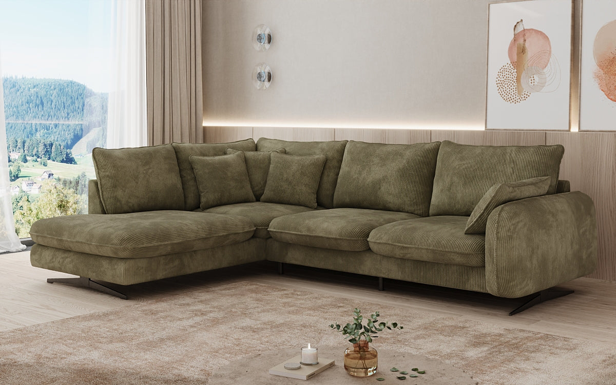 Designer-Ecksofa Laguna mat Metallféiss a Cord