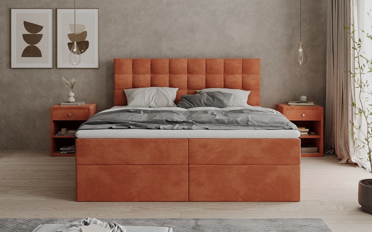 Boxspringbett Como an Cord mat Stauraum