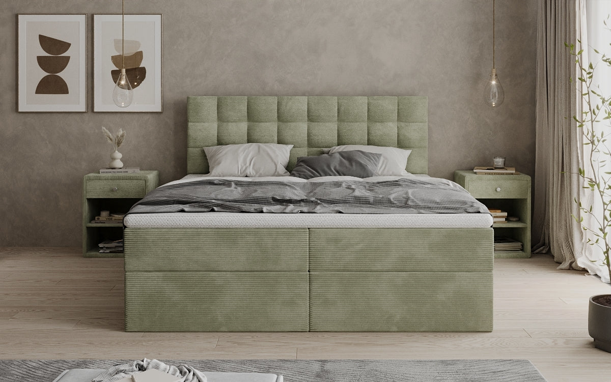 Boxspringbett Como an Cord mat Stauraum
