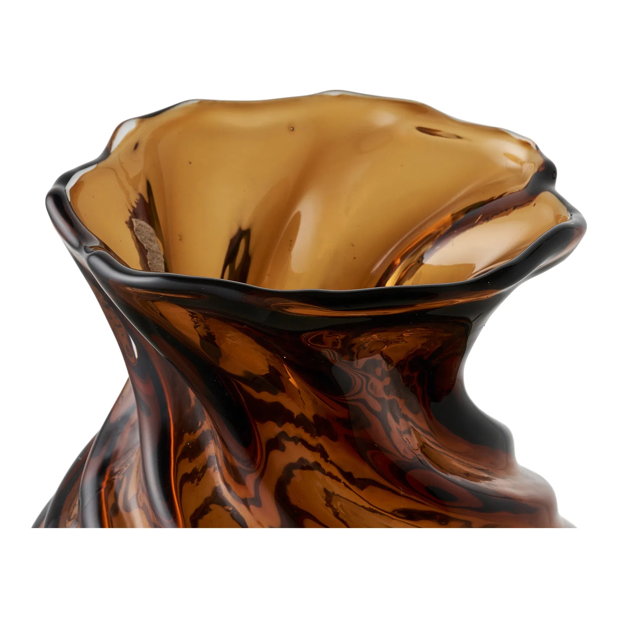 Vase Terra – Rauchbrong Glas mat Dréibild