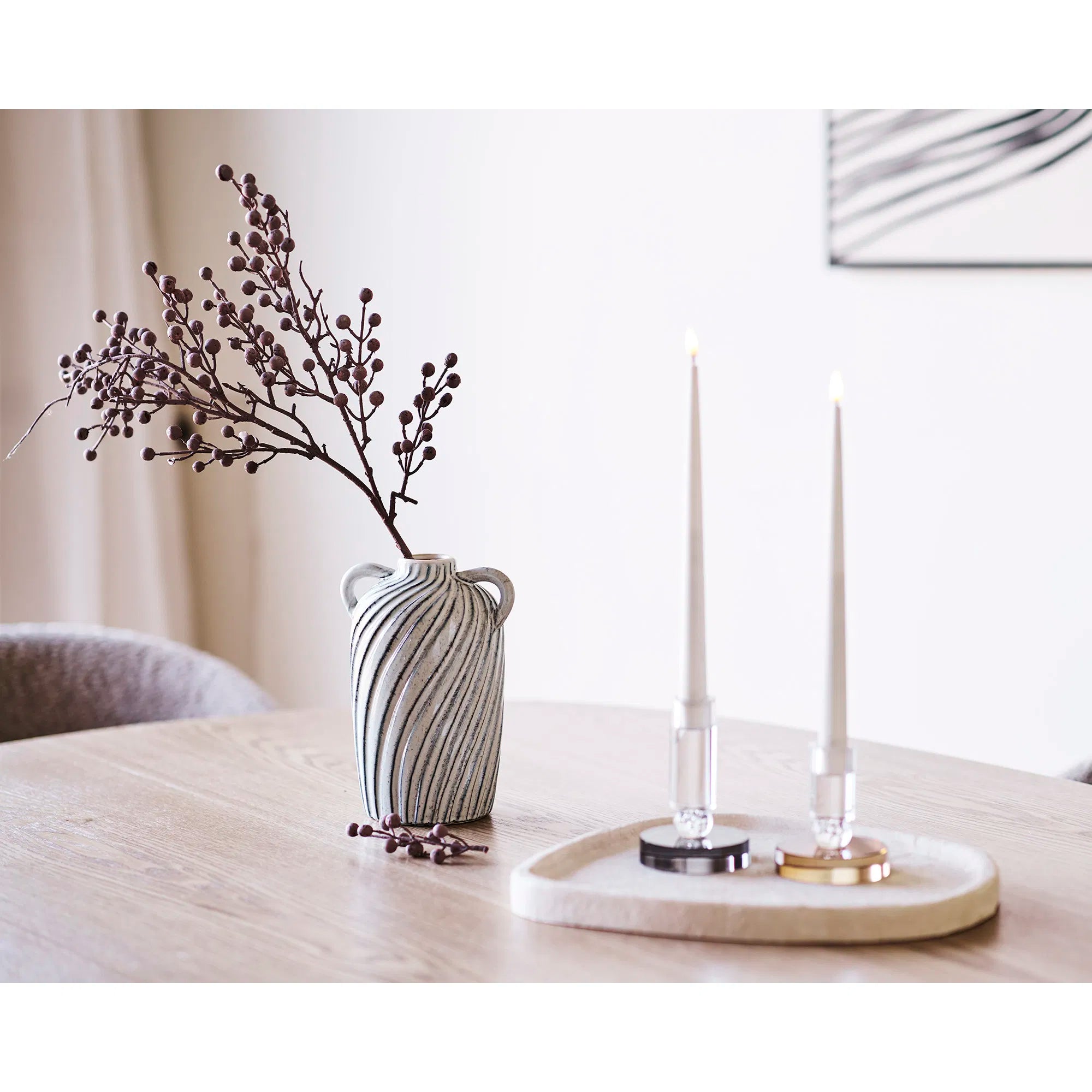 Vase Linea Blu – Keramikvase mat Grëffer