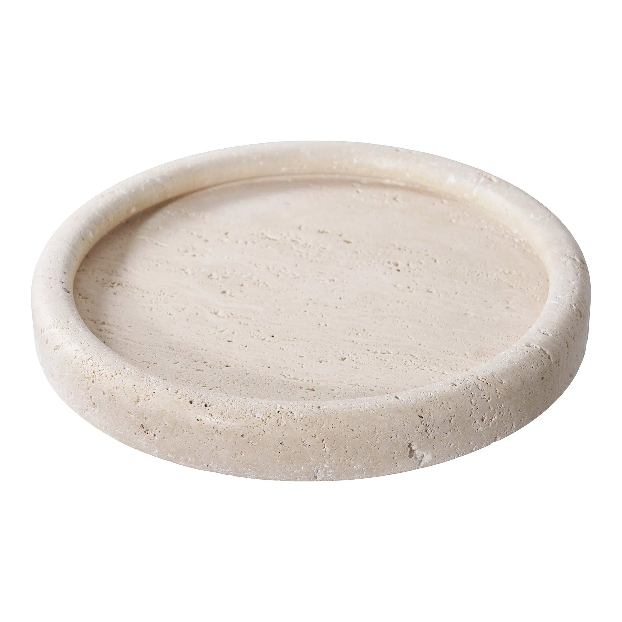 Tablett „Teranova“ – Travertin, Beige (Ø 25,5 cm)