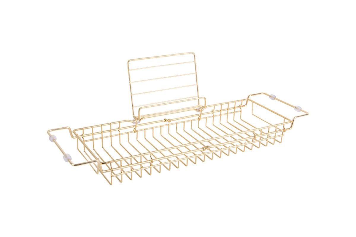 Badewannenablage Elara – Verstellbares Design aus goldfarbenem Eisen