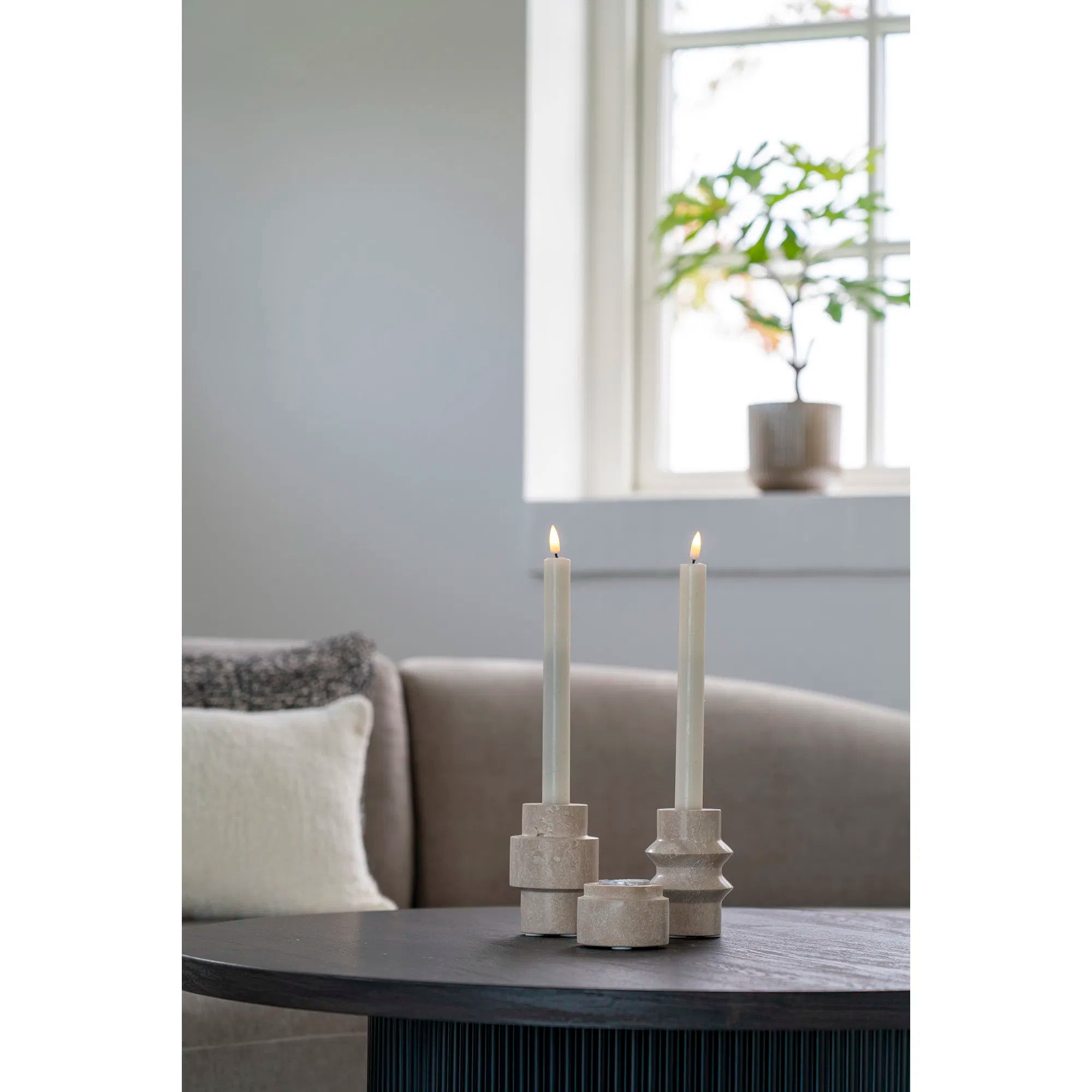 Kerzenhalter-Set "Traverno Duo" – Natursteen-Design aus Travertin