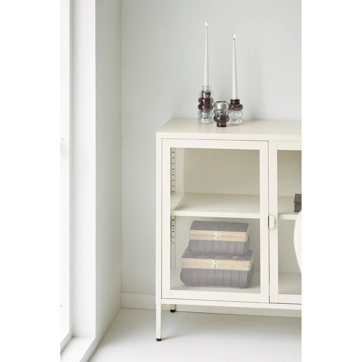 3er Set Käerzestänner Glossy - an 3 Faarwen aus Glas