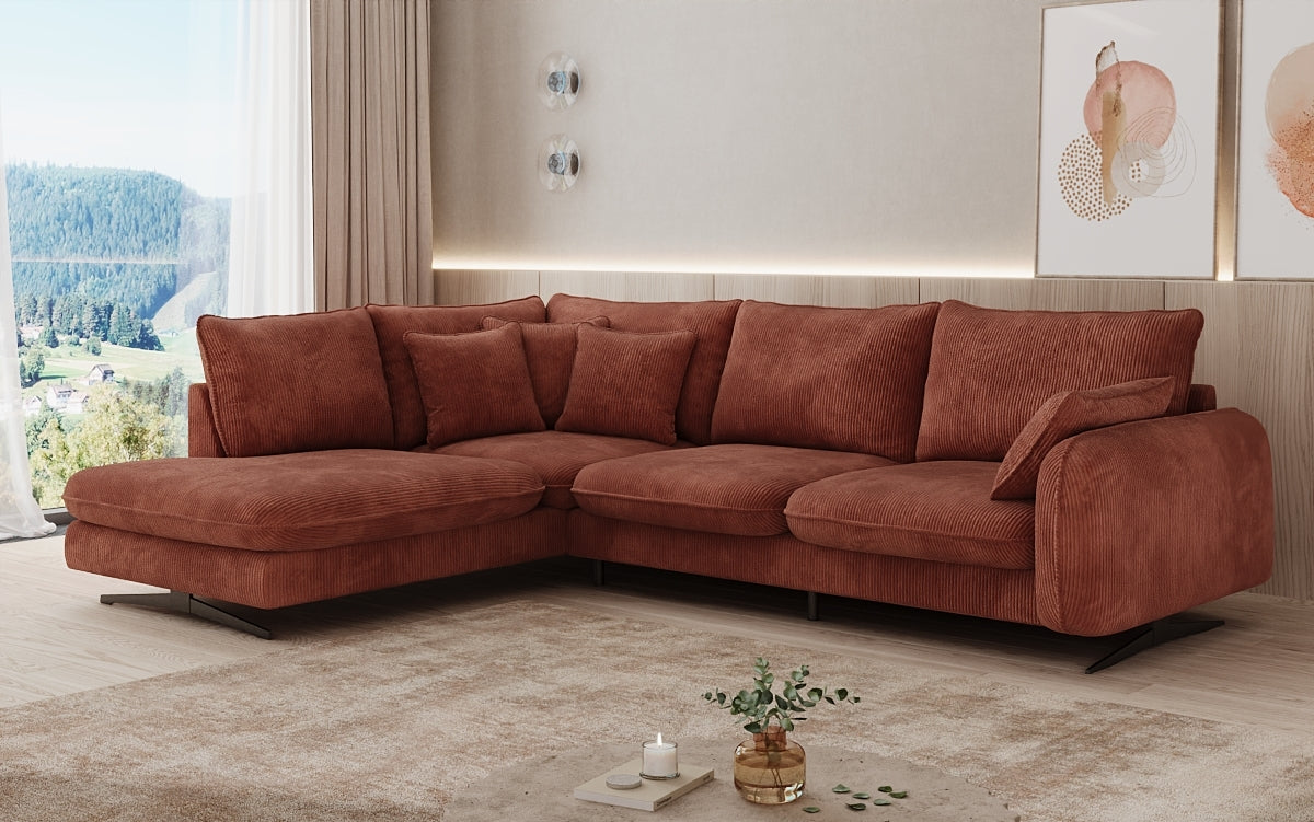 Designer-Ecksofa Laguna mat Metallféiss a Cord