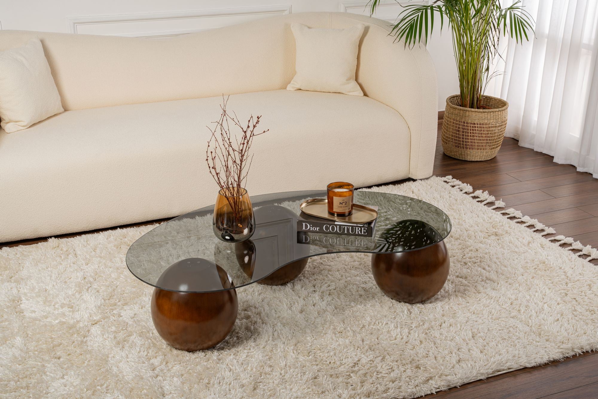 Couchtisch Belaro - mat gebogener Glasplack