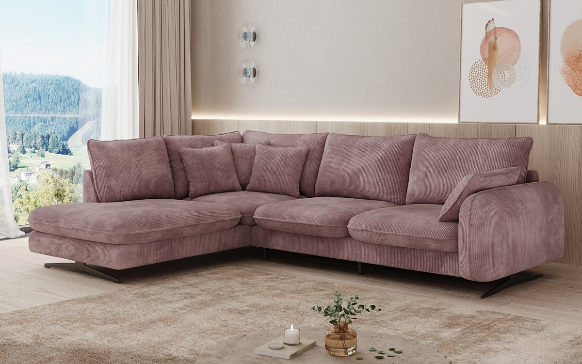 Designer-Ecksofa Laguna mat Metallféiss a Cord