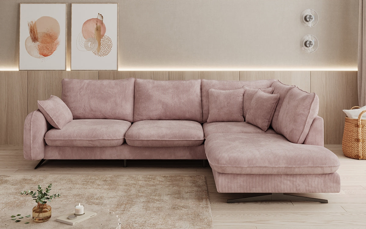 Designer-Ecksofa Laguna mat Metallféiss a Cord