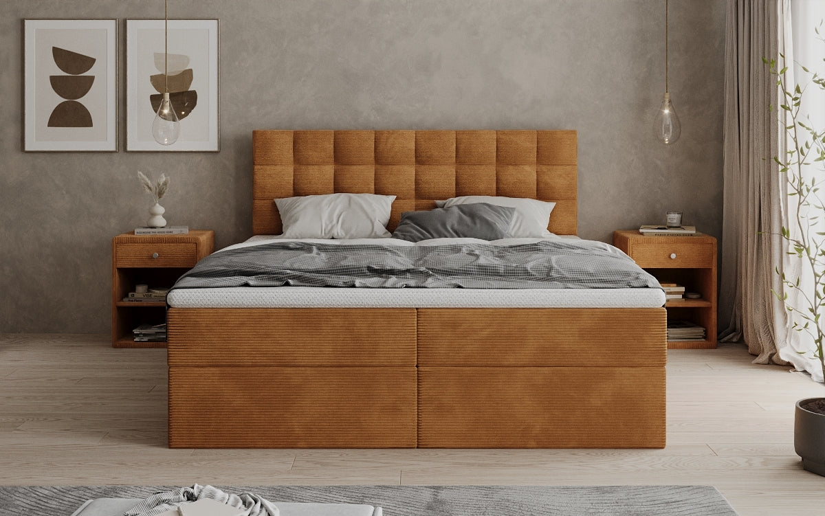 Boxspringbett Como an Cord mat Stauraum