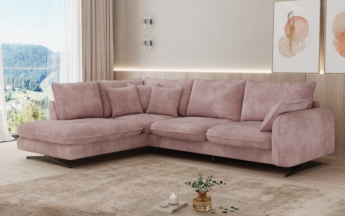 Designer-Ecksofa Laguna mat Metallféiss a Cord