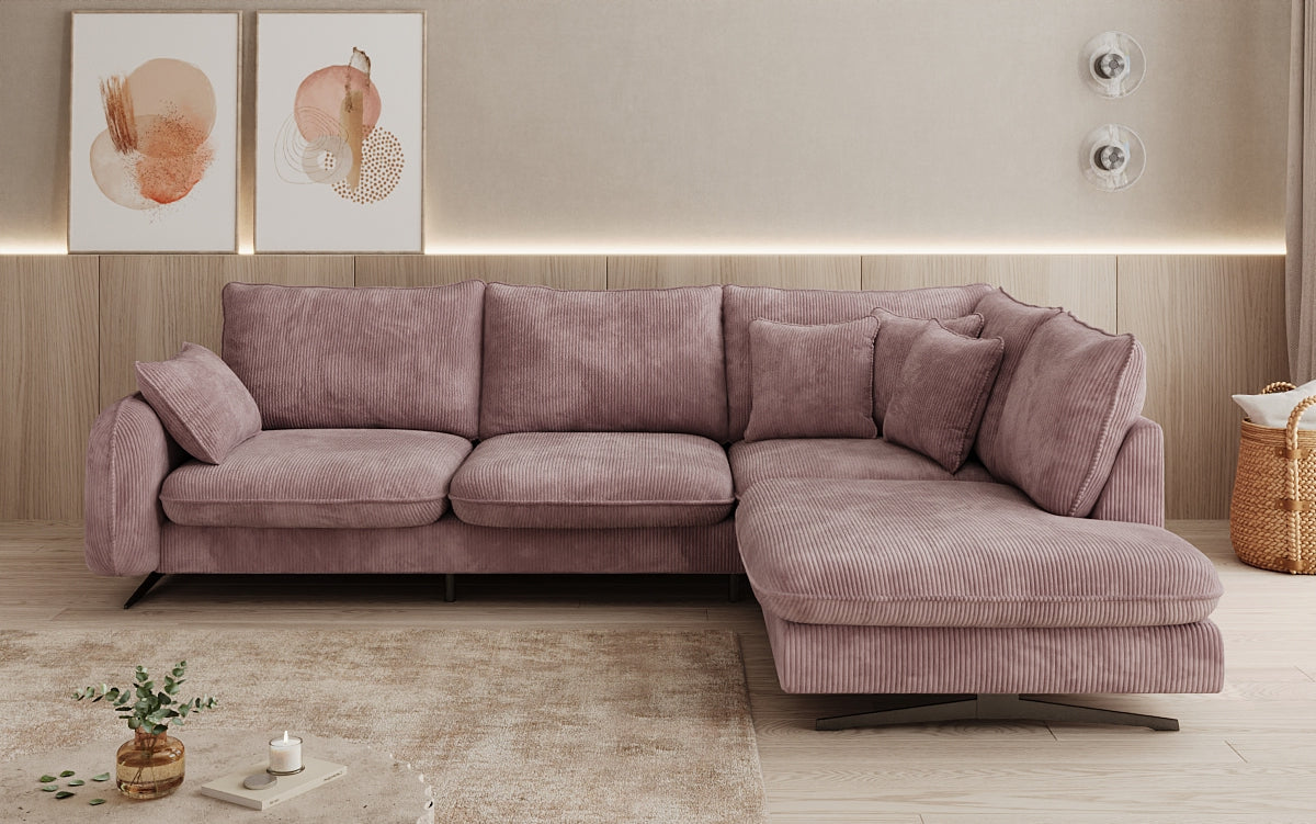 Designer-Ecksofa Laguna mat Metallféiss a Cord