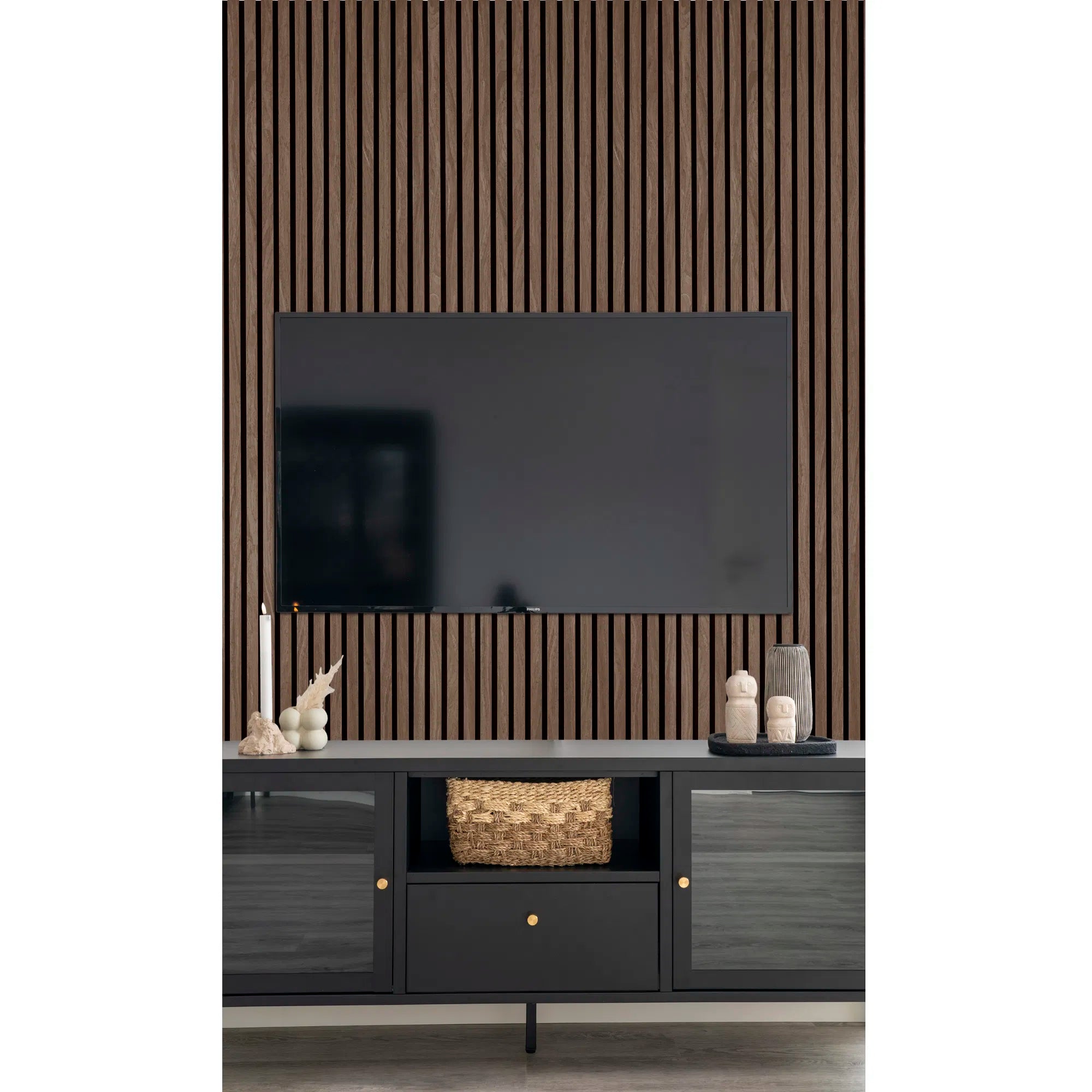 Akustikpaneele Walnuss 240×60cm (Set vun 2)