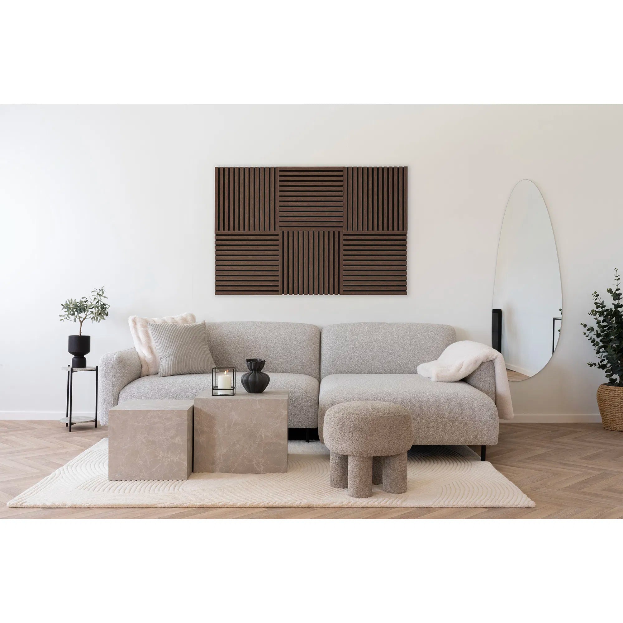 Akustikpaneele Walnuss 52×52cm (Set vun 2)