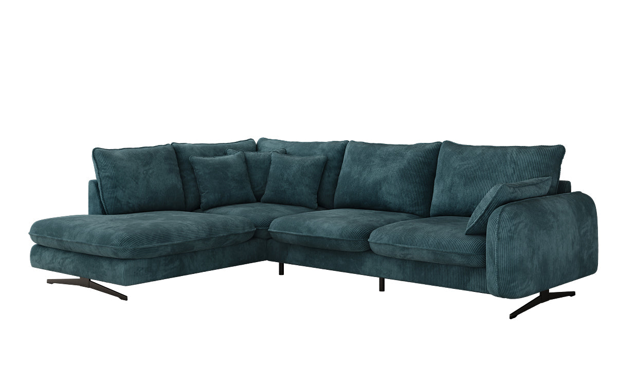 Designer-Ecksofa Laguna mat Metallféiss a Cord