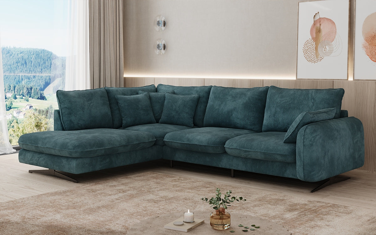 Designer-Ecksofa Laguna mat Metallféiss a Cord