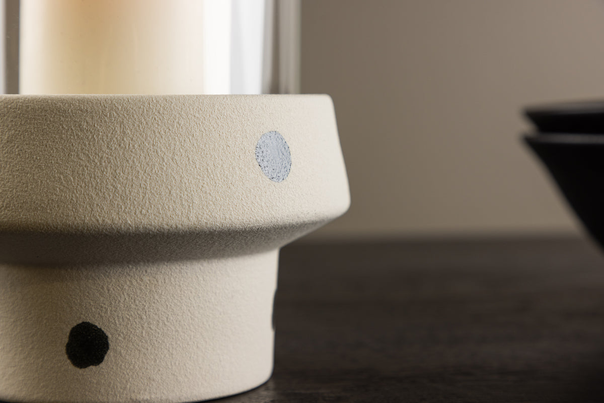 Laterne Flame - Laterne aus Glas an Steenzeug a verschiddene Faarwen