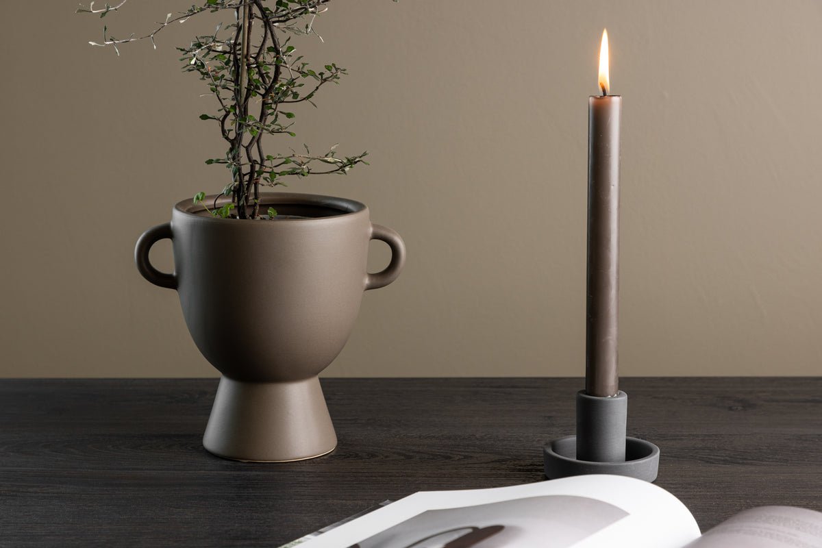 Blumentopf Sylva - im Braunton mit kleinen Griffen