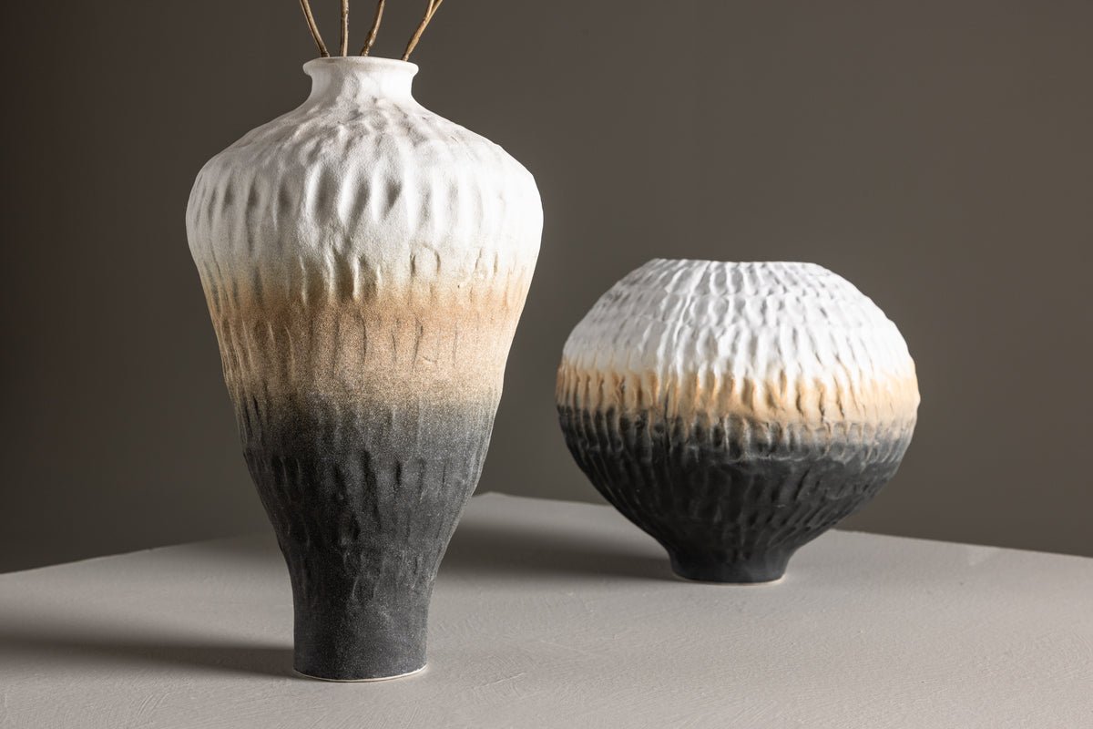 Vase „Aurea“ Ø16 cm – Béis mat Faarfverlaf, Keramik