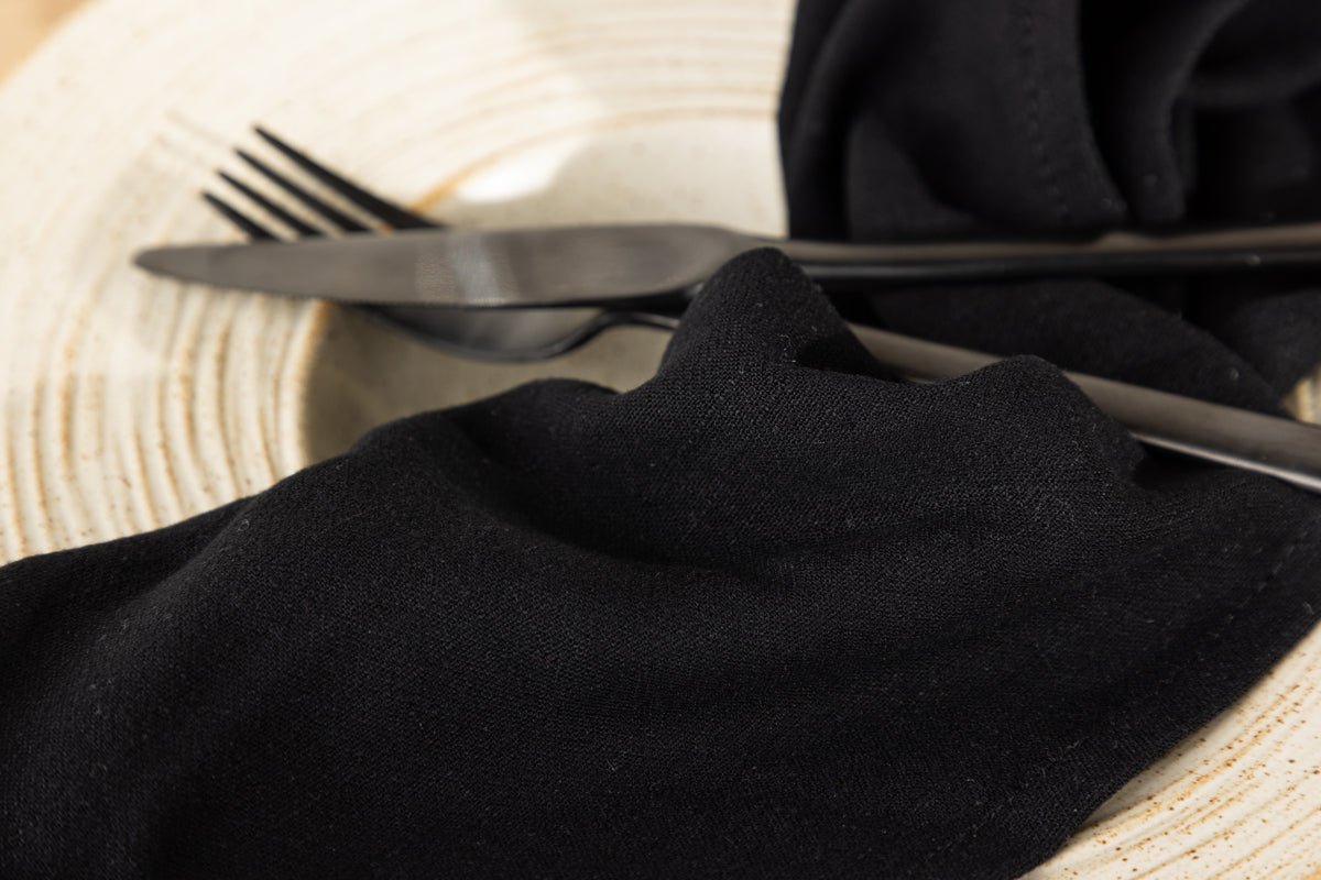 Servietten Black Rose - 2er-Set am rouege an elegante Schwaarz