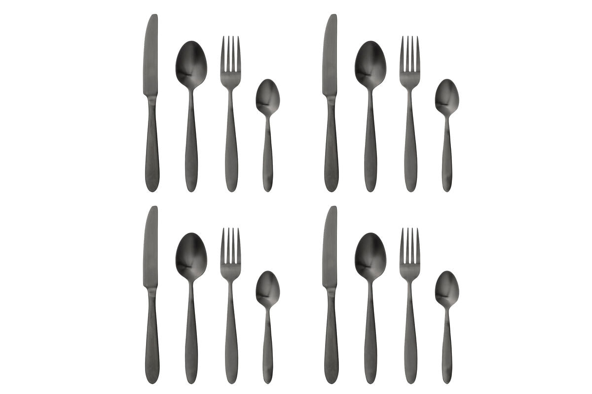 Besteck-Set Carména – Edelstahl mit matter schwarzer Oberfläche
