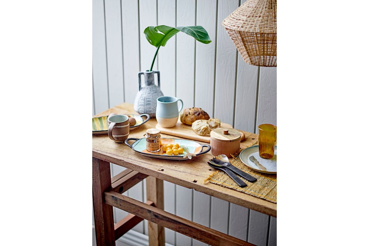 Vase "Gresto" - graue Keramikvase mit Muster