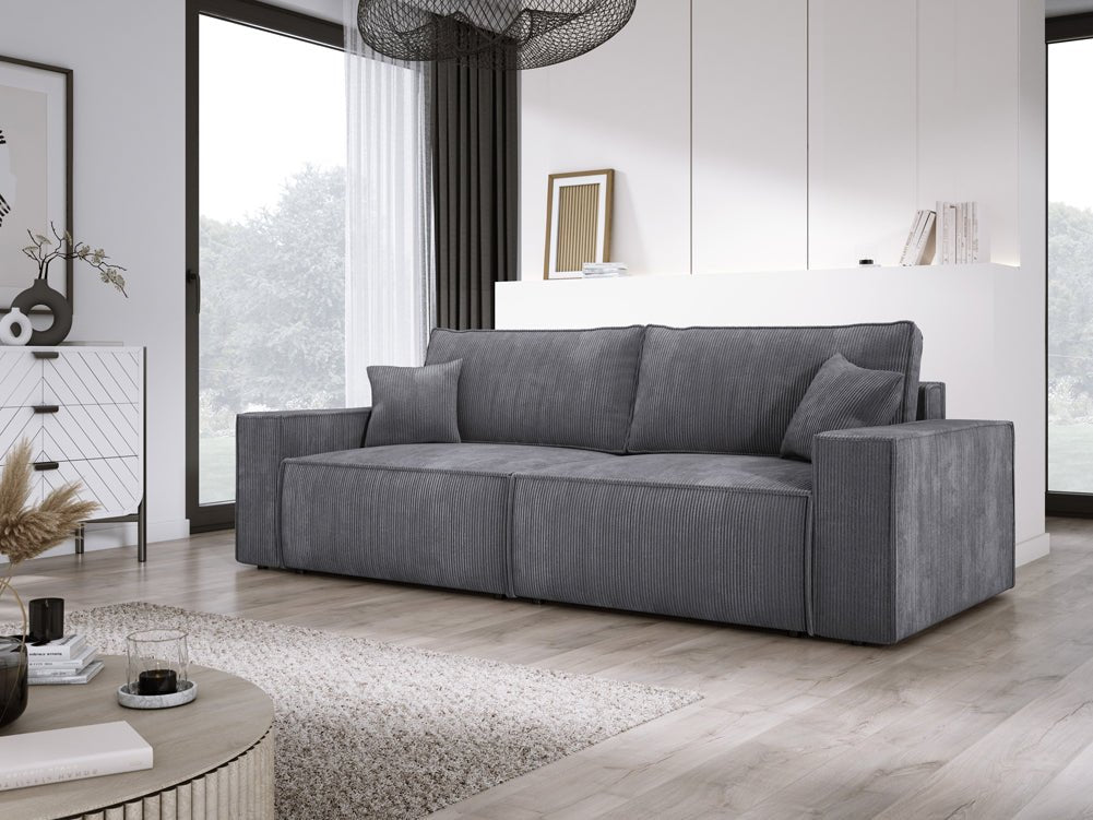 Designer Sofa Velanova 3 Sitzer Cord mit Schlaf- und Klappfunktion