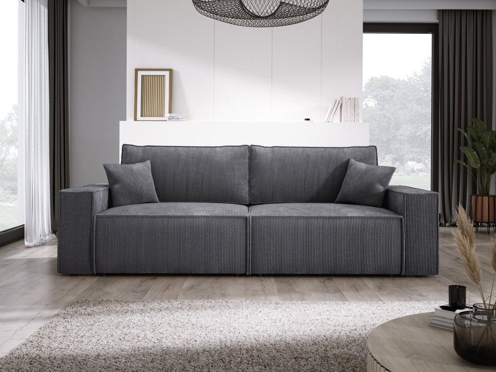 Designer Sofa Velanova 3 Sitzer Cord mit Schlaf- und Klappfunktion