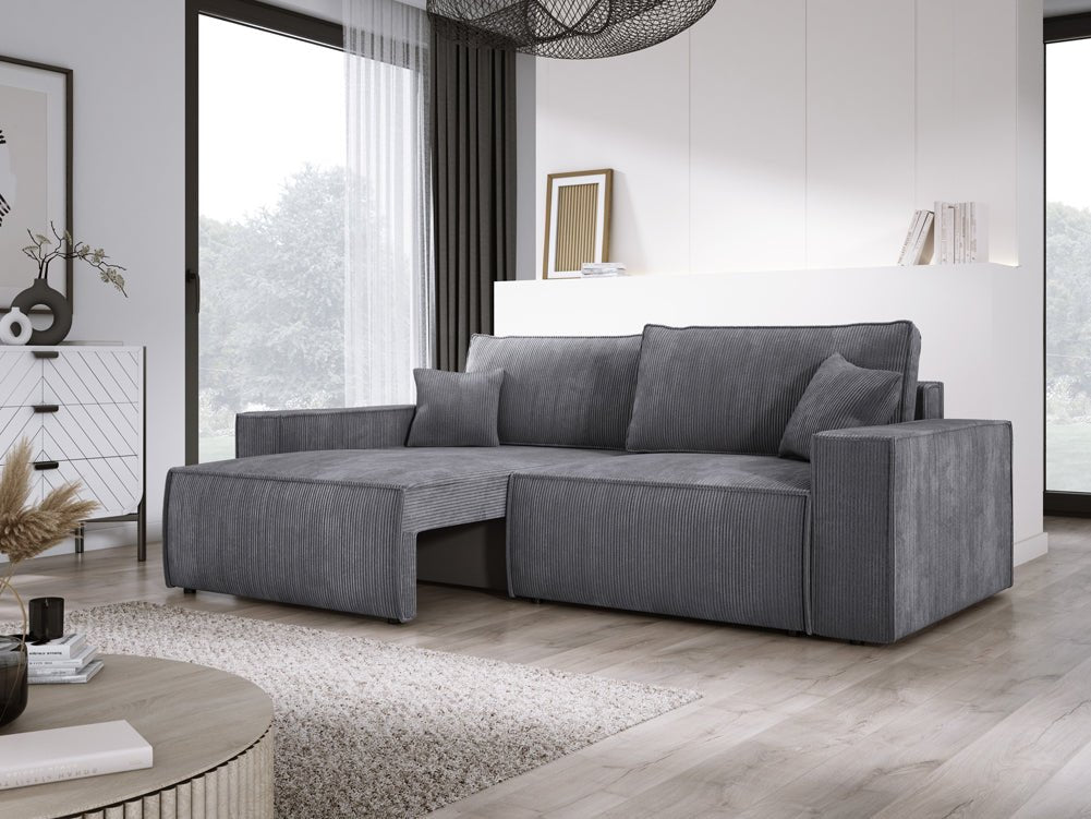 Designer Sofa Velanova 3 Sitzer Cord mit Schlaf- und Klappfunktion