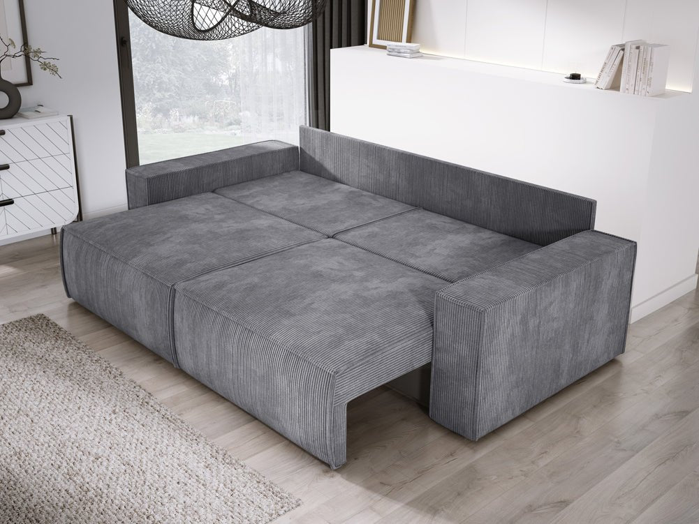 Designer Sofa Velanova 3 Sitzer Cord mit Schlaf- und Klappfunktion
